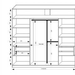Шкаф-купе 2450 серии NEW CLASSIC K4+K4+K4+B22+PL4 (по 2 ящика лев/прав+F обр.штанга) профиль «Капучино» в Лесном - lesnoy.mebel24.online | фото 3