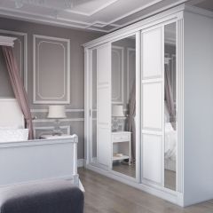 Шкаф-купе 2450 серии NEW CLASSIC K6Z+K1+K6+B22+PL2 (по 2 ящика лев/прав+1 штанга+1 полка) профиль «Капучино» в Лесном - lesnoy.mebel24.online | фото