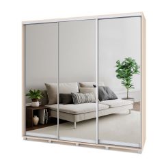МАРТИН Шкаф-купе с зеркалами Млечный дуб (2200*450) М423 в Лесном - lesnoy.mebel24.online | фото