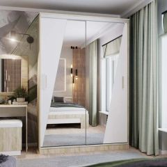 Шкаф-купе ПШ-2.9 1500 Фасад Норд (Дуб сонома/Белый жемчуг) в Лесном - lesnoy.mebel24.online | фото
