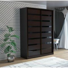 Шкаф-купе ПШ-2.9 1500 Фасад ВСТАВКА МДФ | СТЕКЛО (Венге/Стекло черное) в Лесном - lesnoy.mebel24.online | фото
