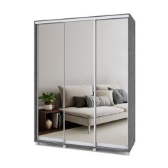 РОЛАНД Шкаф-купе с зеркалами Камень темный (450*1700) Р473 в Лесном - lesnoy.mebel24.online | фото