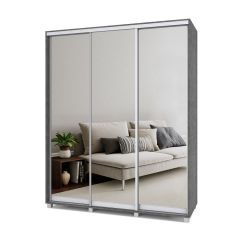 РОЛАНД Шкаф-купе с зеркалами Камень темный (450*1800) Р483 в Лесном - lesnoy.mebel24.online | фото