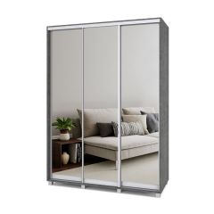 РОЛАНД Шкаф-купе с зеркалами Камень темный (600*1600) Р663 в Лесном - lesnoy.mebel24.online | фото