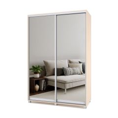 РОЛАНД Шкаф-купе с зеркалами Млечный дуб (450*1500) Р453 в Лесном - lesnoy.mebel24.online | фото