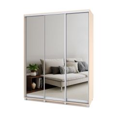 РОЛАНД Шкаф-купе с зеркалами Млечный дуб (450*1700)  Р473 в Лесном - lesnoy.mebel24.online | фото