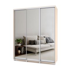 РОЛАНД Шкаф-купе с зеркалами Млечный дуб (450*1800) Р483 в Лесном - lesnoy.mebel24.online | фото