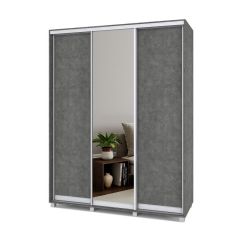 РОЛАНД Шкаф-купе с зеркалом Камень темный (450*1700) Р472 в Лесном - lesnoy.mebel24.online | фото