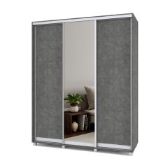 РОЛАНД Шкаф-купе с зеркалом Камень темный (600*1800) Р682 в Лесном - lesnoy.mebel24.online | фото