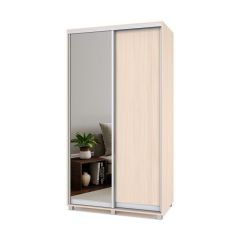 РОЛАНД Шкаф-купе с зеркалом Млечный дуб (450*1200) Р422 в Лесном - lesnoy.mebel24.online | фото