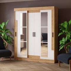 Шкаф-купе ТВИСТ Белый/Дуб крафт золотой в Лесном - lesnoy.mebel24.online | фото
