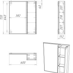 Шкаф-зеркало Uno 60 Дуб серый левый/правый Домино (DU1503HZ) в Лесном - lesnoy.mebel24.online | фото 14