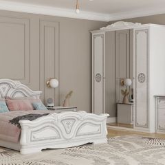 Спальный гарнитур Грация (модульный) белый/серебро в Лесном - lesnoy.mebel24.online | фото