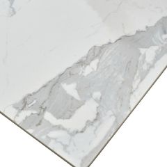 Стол CREMONA 140 HIGH GLOSS STATUARIO Белый мрамор глянцевый, керамика/ белый каркас, ®DISAUR в Лесном - lesnoy.mebel24.online | фото 5