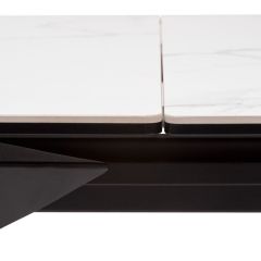 Стол CREMONA 140 HIGH GLOSS STATUARIO Белый мрамор глянцевый, керамика/ черный каркас, ®DISAUR в Лесном - lesnoy.mebel24.online | фото 6