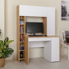 Стол компьютерный 12.71 Комфорт (Дуб Золотой CRAFT, Белая Аляска) в Лесном - lesnoy.mebel24.online | фото