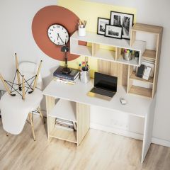 Стол компьютерный Олимп (дуб сонома/белый) в Лесном - lesnoy.mebel24.online | фото 2
