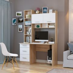 Стол компьютерный ПКС-5 Дуб сонома/Белый глянец в Лесном - lesnoy.mebel24.online | фото