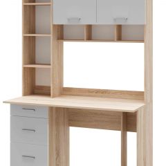 Стол компьютерный ПКС-5 Дуб сонома/Белый глянец в Лесном - lesnoy.mebel24.online | фото 2