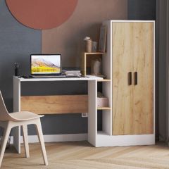 Стол компьютерный СКМ-1 ЛДСП Белый/Дуб крафт золотой в Лесном - lesnoy.mebel24.online | фото