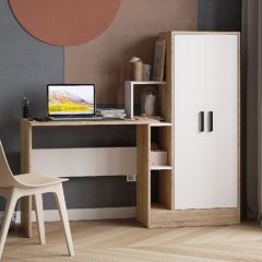 Стол компьютерный СКМ-1 ЛДСП Белый/Дуб сонома в Лесном - lesnoy.mebel24.online | фото