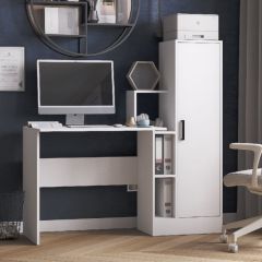 Стол компьютерный СКМ-2 ЛДСП Белый в Лесном - lesnoy.mebel24.online | фото
