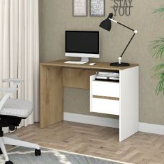 Стол письменный №4 (Дуб Крафт Золотой/Белый Текстурный) в Лесном - lesnoy.mebel24.online | фото