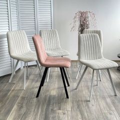 Стул ELVIS WZ2042-18 белая галька фактурный велюр / белый каркас М-City в Лесном - lesnoy.mebel24.online | фото 2