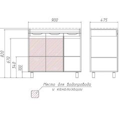 Тумба под умывальник Andrea 90 3D без ящика Домино (D37005T) в Лесном - lesnoy.mebel24.online | фото 2