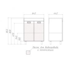 Тумба под умывальник Elen 65 Cube без ящика Домино (DC5002T) в Лесном - lesnoy.mebel24.online | фото 3