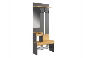 БАСКО Прихожая (модульная) графит/дуб крафт золотой в Лесном - lesnoy.mebel24.online | фото 6
