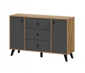 БАЙКАЛ Комод 3 ящика двухстворчатый (Графит/Дуб золотой) в Лесном - lesnoy.mebel24.online | фото