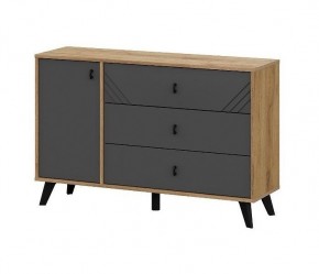 БАЙКАЛ Комод 3 ящика (со створкой) Графит/Дуб золотой в Лесном - lesnoy.mebel24.online | фото 1