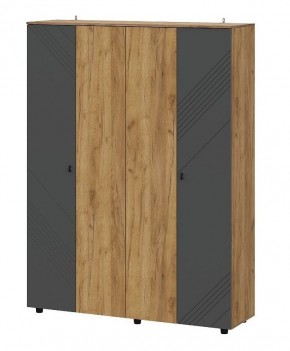 БАЙКАЛ Шкаф четырехстворчатый (Графит/Дуб золотой) в Лесном - lesnoy.mebel24.online | фото 1
