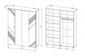 БАЙКАЛ Шкаф четырехстворчатый (Графит/Дуб золотой) в Лесном - lesnoy.mebel24.online | фото 3