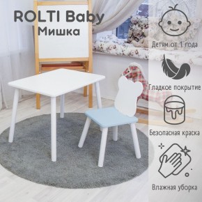 Детский комплект стол и стул «Мишка» Rolti Baby  (голубая столешница/голубое сиденье/белые ножки) в Лесном - lesnoy.mebel24.online | фото