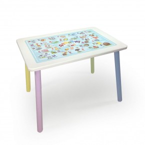 Детский стол с накладкой Алфавит (Белый/Цветной) в Лесном - lesnoy.mebel24.online | фото