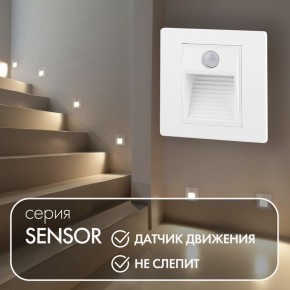 DK1020-WH Светильник встраиваемый в стену c датчиком движения, IP 20, LED 3000, 1 Вт, белый, пластик в Лесном - lesnoy.mebel24.online | фото 2