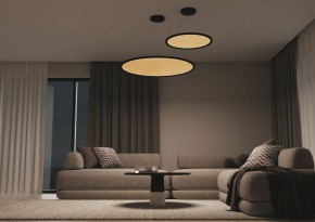 DK6616-BK Подвесной горизонтальный светильник Veil со светодиодом H900 d600 220V 48W 3000-6000K IP20 черный алюминий в Лесном - lesnoy.mebel24.online | фото 5