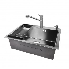 EMB-119 Satine  PROMO (Мойка, Смеситель, Дозатор, Корзина) в Лесном - lesnoy.mebel24.online | фото