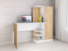 Компьютерный стол Квартет-6 Дуб крафт золотой/Белый в Лесном - lesnoy.mebel24.online | фото