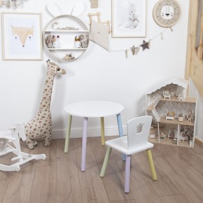 Комплект детский стол КРУГЛЫЙ и стул КОРОНА ROLTI Baby (белая столешница/белое сиденье/цветные ножки) в Лесном - lesnoy.mebel24.online | фото