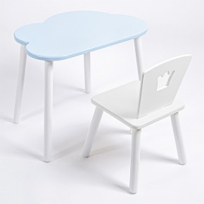 Комплект детский стол ОБЛАЧКО и стул КОРОНА ROLTI Baby (голубая  столешница/белое сиденье/белые ножки) в Лесном - lesnoy.mebel24.online | фото 1
