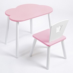 Комплект детский стол ОБЛАЧКО и стул КОРОНА ROLTI Baby (розовая столешница/розовое сиденье/белые ножки) в Лесном - lesnoy.mebel24.online | фото 1