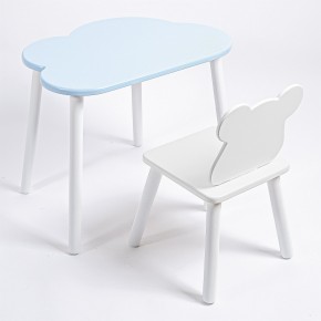 Комплект детский стол ОБЛАЧКО и стул МИШКА ROLTI Baby (голубая столешница/белое сиденье/белые ножки) в Лесном - lesnoy.mebel24.online | фото 1