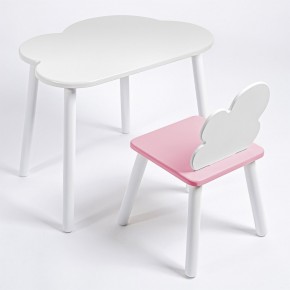Комплект детский стол ОБЛАЧКО и стул ОБЛАЧКО ROLTI Baby (белая столешница/розовое сиденье/белые ножки) в Лесном - lesnoy.mebel24.online | фото