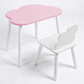 Комплект детский стол ОБЛАЧКО и стул ОБЛАЧКО ROLTI Baby (розовая столешница/белое сиденье/белые ножки) в Лесном - lesnoy.mebel24.online | фото