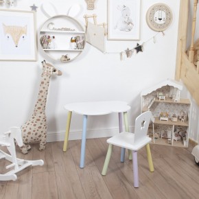 Комплект детский стол ОБЛАЧКО и стул ЗВЕЗДА ROLTI Baby (белая столешница/белое сиденье/цветные ножки) в Лесном - lesnoy.mebel24.online | фото