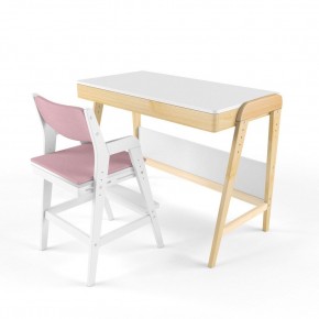 Комплект растущий стол и стул с чехлом 38 попугаев «Вуди» (Белый, Белый, Розовый) в Лесном - lesnoy.mebel24.online | фото