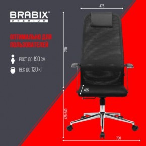 Кресло BRABIX PREMIUM "Ultimate EX-801" хром, плотная двойная сетка Х2, черное, 532917 в Лесном - lesnoy.mebel24.online | фото 7